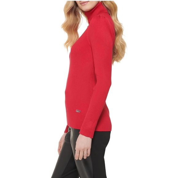 DKNY Women’s Scarlett Solid Ribbed Turtleneck Sweater - Picture 4 of 12